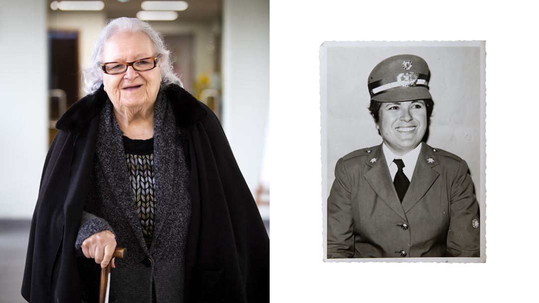 Cristina Chaparro em 2019 e em 1972. Foto: Joana Bourgard/RR