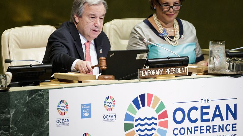 O secretário-geral da ONU, António Guterres, na abertura da conferência. Foto: Justin Lane/EPA