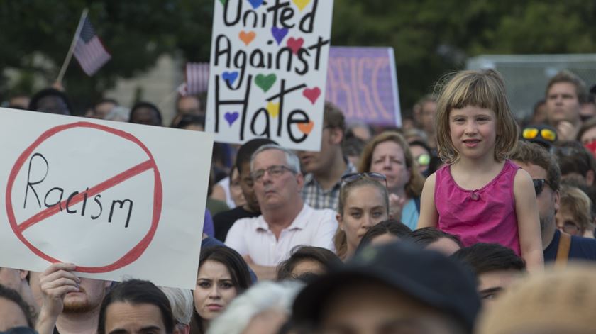 Manifestação contra o racismo em Washington após incidentes em Charlottesville. Foto: Michael Reynolds/EPA