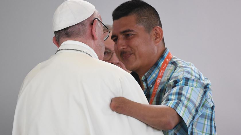 O Papa Francisco num encontro de oração pela reconciliação na Colômbia. Foto: Alessandro di Meo/EPA