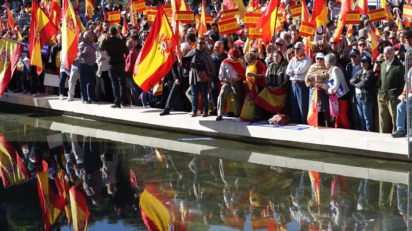 Manifestação em Madrid contra independência da Catalunha. Foto: JJ Guillen/EPA