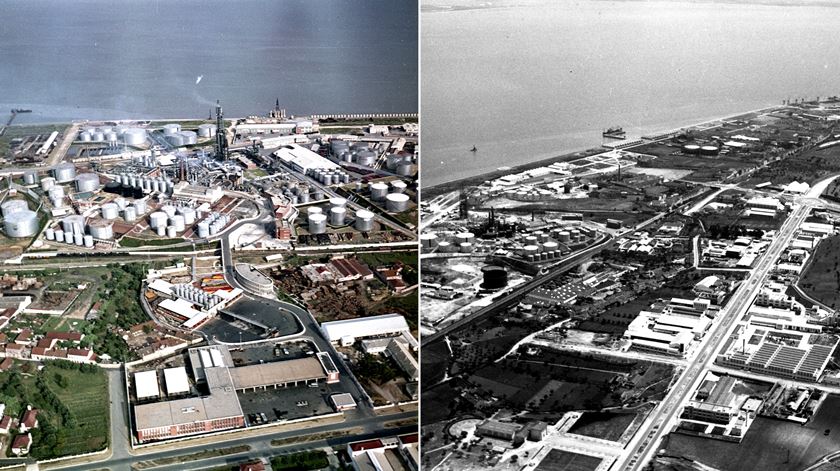 Zona industrial de Cabo Ruivo. À esquerda, antes da demolição para as Expo98, à direita, em 1953. Foto: Arquivo Fotográfico de Lisboa
