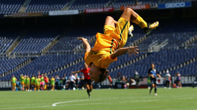 Sam Kerr é a grande estrela da seleção feminina da Austrália. Foto: Mike Blake/Reuters