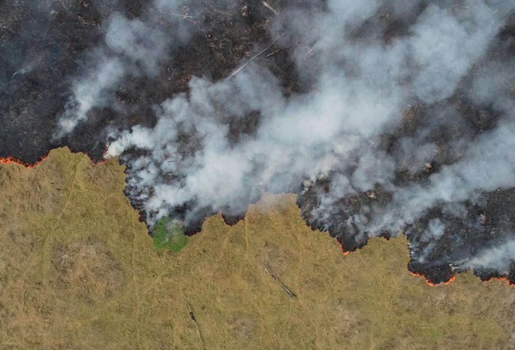 Imagem aérea de um incêndio na floresta da Amazónia. Foto: Ueslei Marcelino/ Reuters