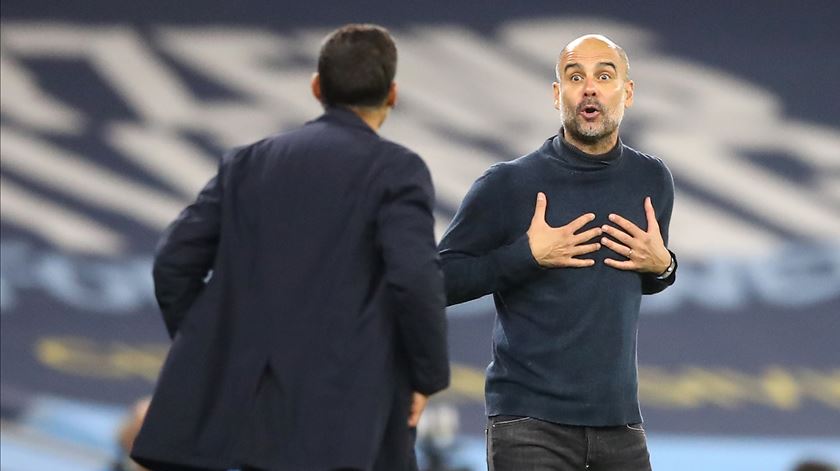 Sérgio Conceição e Pep Guardiola trocaram palavras nos dois jogos da Ligas dos Campeões. Foto: Martin Rickett/Reuters