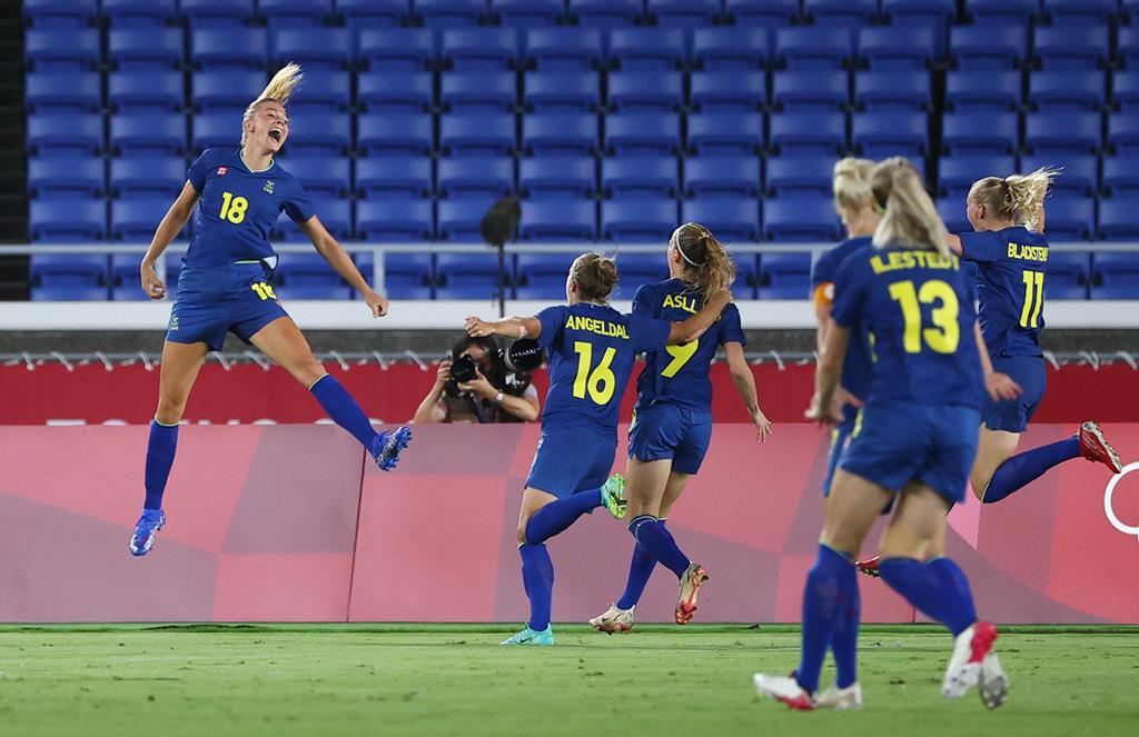 Fridolina Rolfo, do Barcelona, é uma das estrelas da seleção sueca. Foto: Stoyan Nenov/Reuters