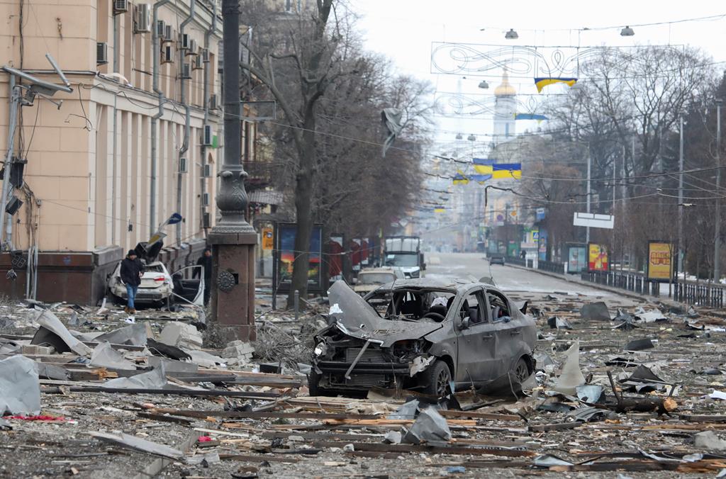 Ataque russo contra Kharkiv na Ucrânia Foto: Reuters