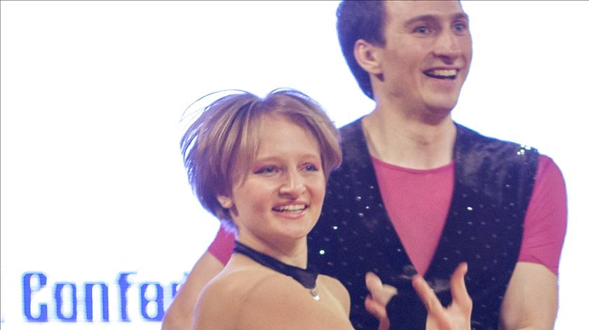 Katerina Tikhonova, filha de Putin, durante os Campeonatos do Mundo de Dança Acrobática Rock n