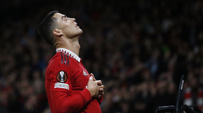 A celebração original de Cristiano Ronaldo. Foto: Craig Brough/Reuters