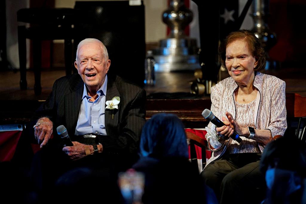Jimmy Carter e Rosalynn Carter comemoram o seu 75.º aniversário de casamento, em 2021 Foto: Reuters