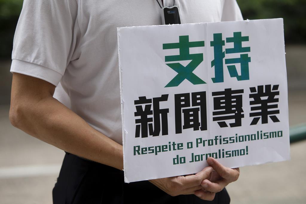 Manifestação pela liberdade de imprensa em Macau. Foto: Carmo Correia/Lusa