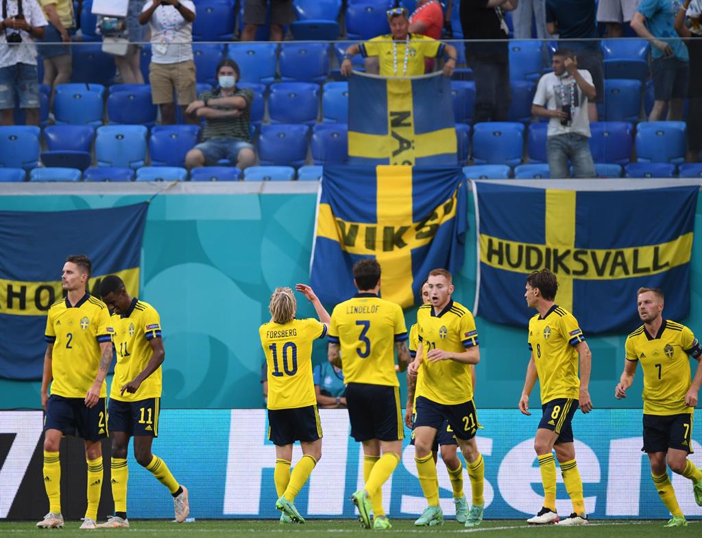 Emil Forsberg bisou pela Suécia contra a Polónia. Foto: Kirill Kudryavtsev/EPA