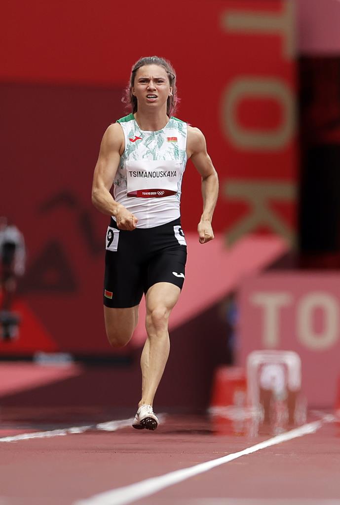 Krystsina Tsimanouskaya não chegou a disputar a prova dos 200 metros nos Jogos Olímpicos Foto: Valdrin Xhemaj/EPA
