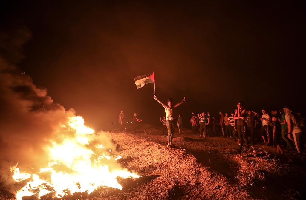 Protestos na Faixa de Gaza. Foto: Mohammed Saber/EPA