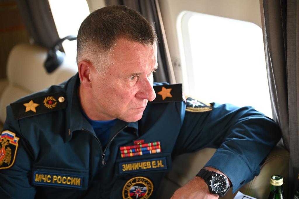 Evgeny Zinichev, ministro de Situações de Emergência russo Foto: Alexei Nikolsky/sputnik /kremlin Pool/EPA