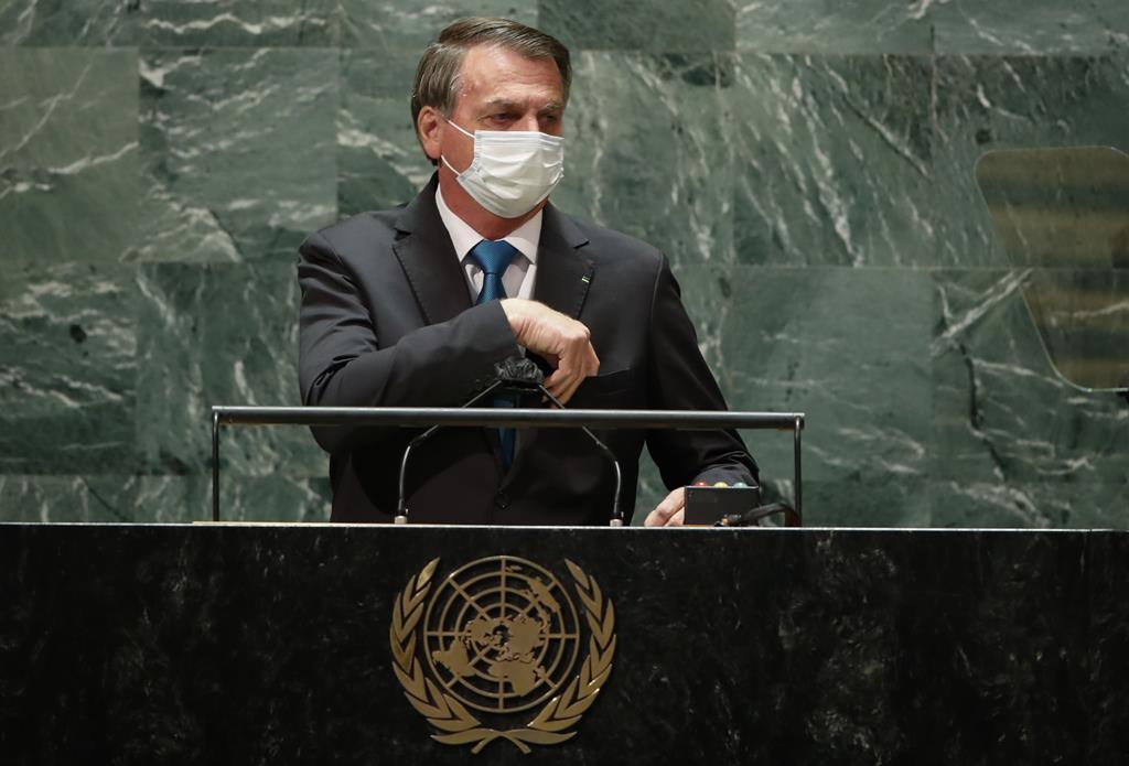 Jair Bolsonaro na ONU. Foto: Eduardo Munoz / Pool/EPA