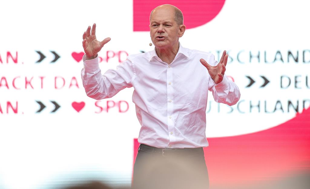 Olaf Scholz, ministro das Finanças e candidato do SPD. Foto: Friedemann Vogel/EPA