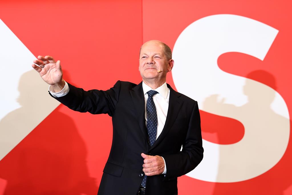 Olaf Scholz, SPD, em dia de eleições gerais na Alemanha. Foto: Maja Hitij/EPA
