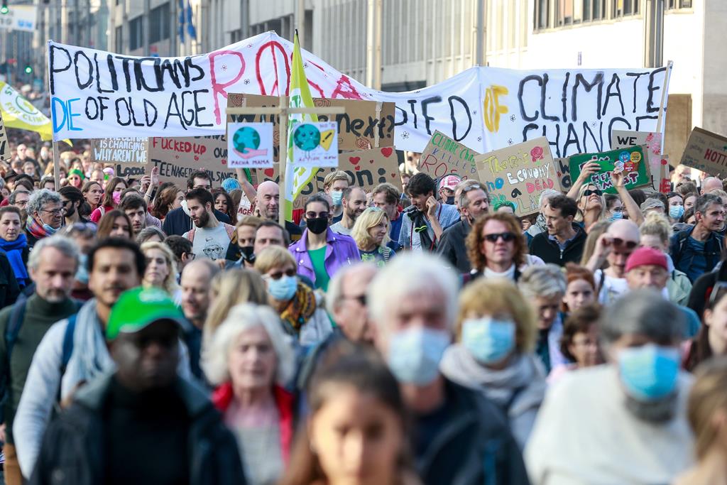 Protestos pelo Clima em Bruxelas Foto: Stephanie Lecocq/EPA