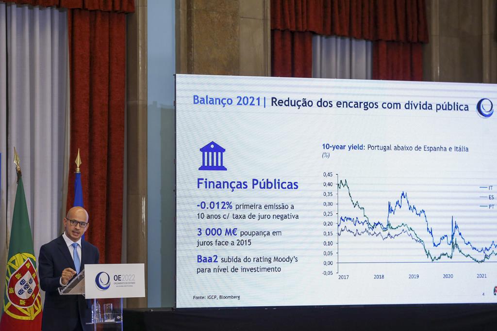 Ministro das Finanças, João Leão, apresentou esta terça-feira a proposta de Orçamento do Estado para 2022. Foto: Manuel De Almeida/Lusa