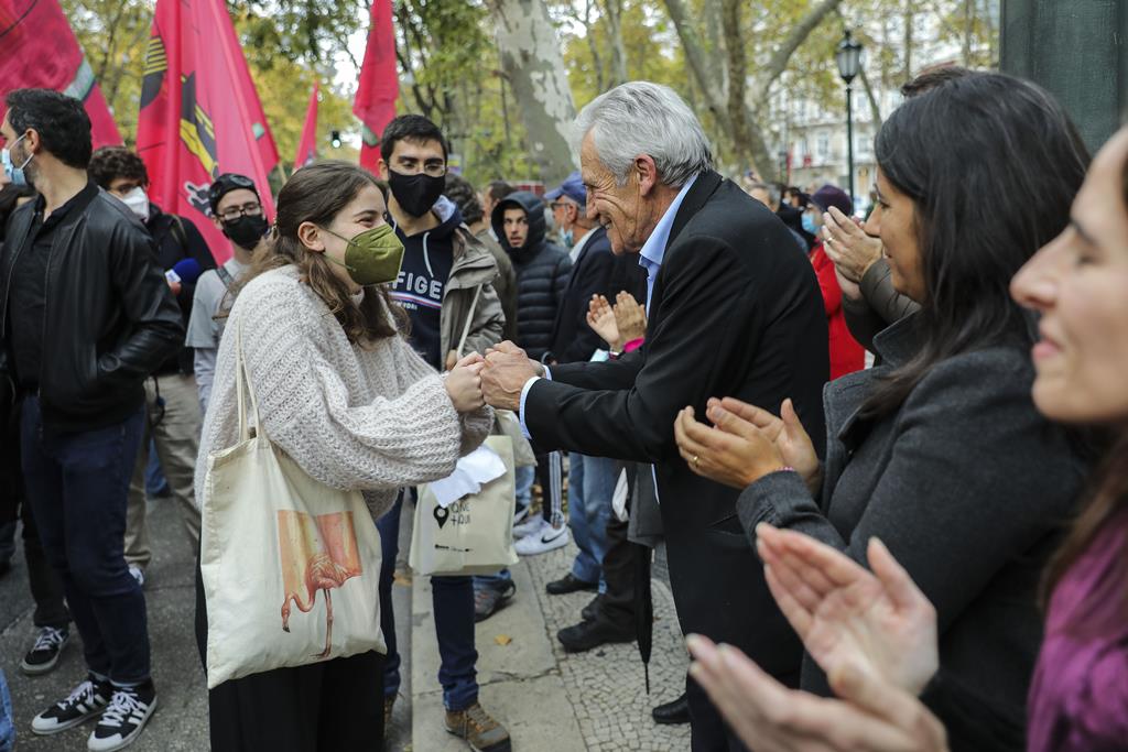 O secretário-geral do PCP, Jerónimo de Sousa, durante a manifestação nacional da CGTP-IN em Lisboa. Foto: Miguel A. Lopes/Lusa