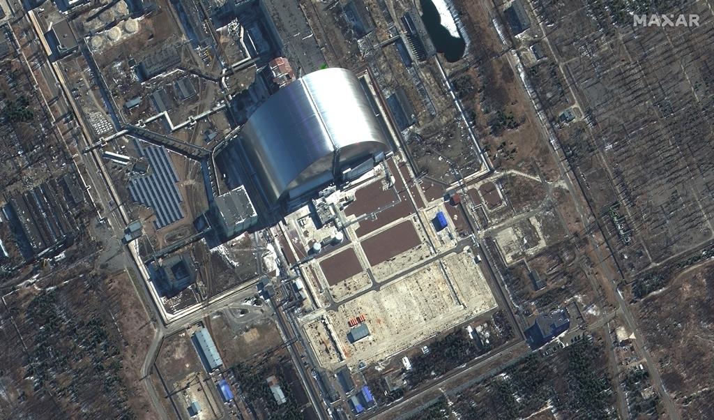 imagem de satélite da central nuclear de Chernobyl Foto: Maxar Technologies/EPA