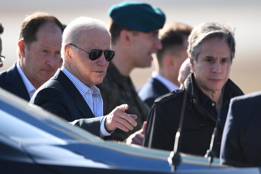 O presidente norte-americano Joe Biden na visita à Polónia, onde esteve com os soldados norte-americanos. Foto: Darek Delmanowicz/EPA