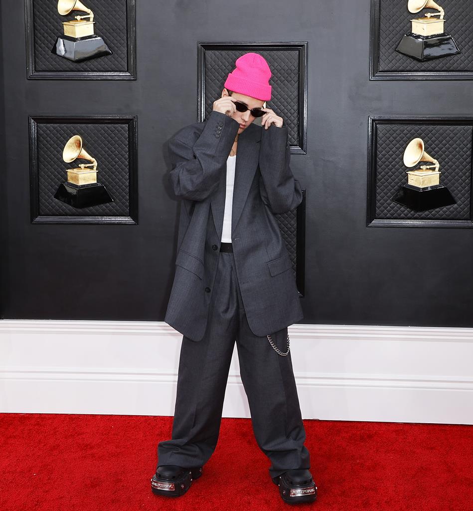 Justin Bieber na cerimónia anual dos prémios Grammy, em abril de 2022. Foto: David Swanson/EPA