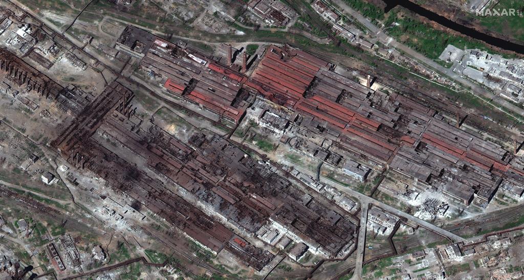 Imagem de satélite mostra destruição na fábrica de Azovstal em Mariupol. Foto: Maxar Technologies/EPA (arquivo)