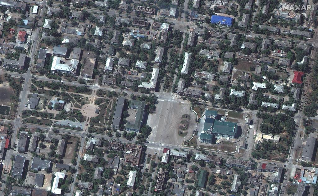 Imagem satélite de Severodonetsk, na Ucrânia. Foto: Maxar Technologies Handout/EPA