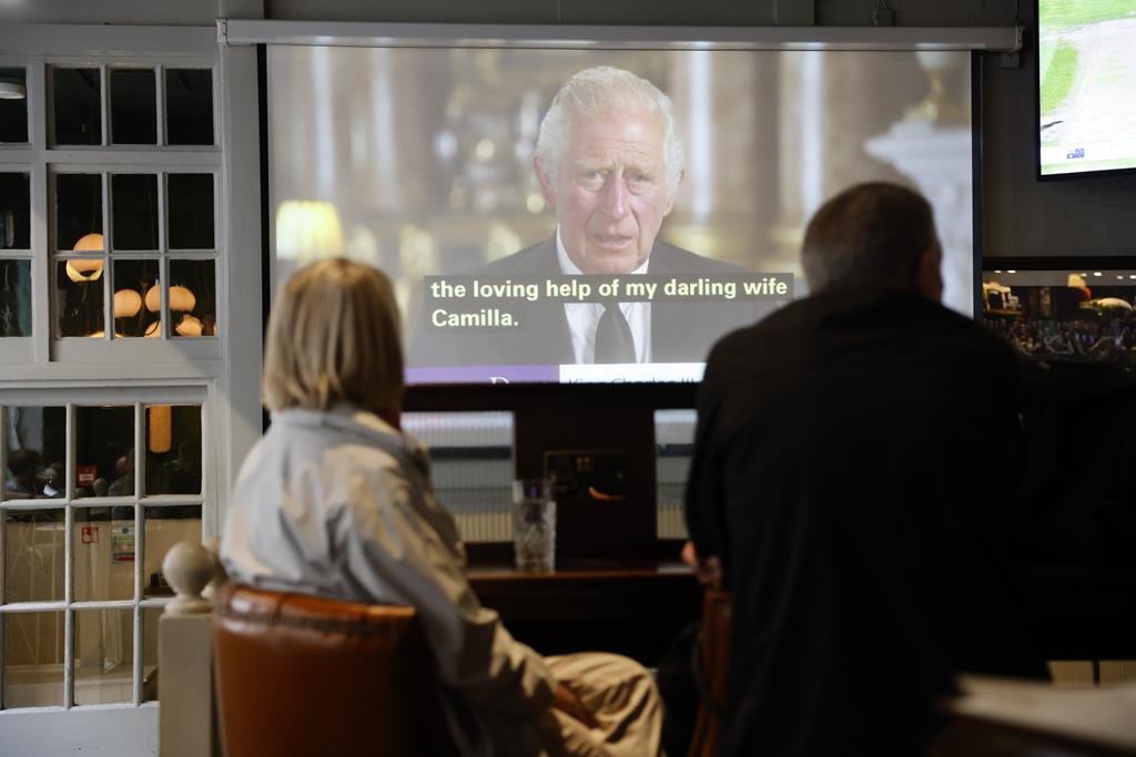 Primeiro discurso do rei Carlos III após a morte de Isabel II Foto: Tolga Akmen/EPA