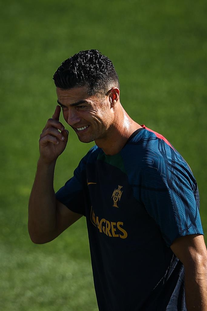 Cristiano Ronaldo, treino Portugal. Foto: Rodrigo Antunes/Lusa
