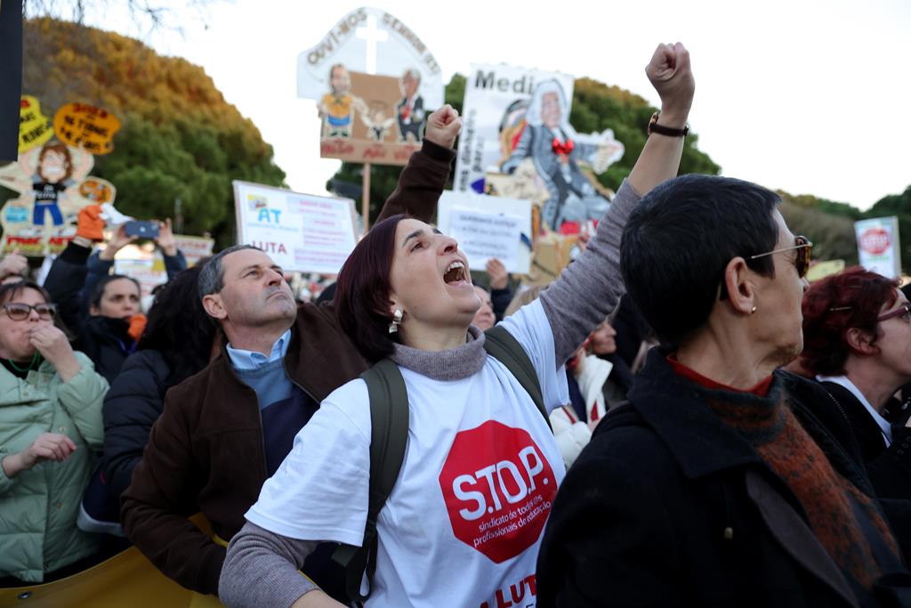 STOP - Manifestação de professores e outros profissionais de educação. Foto: Manuel De Almeida/Lusa
