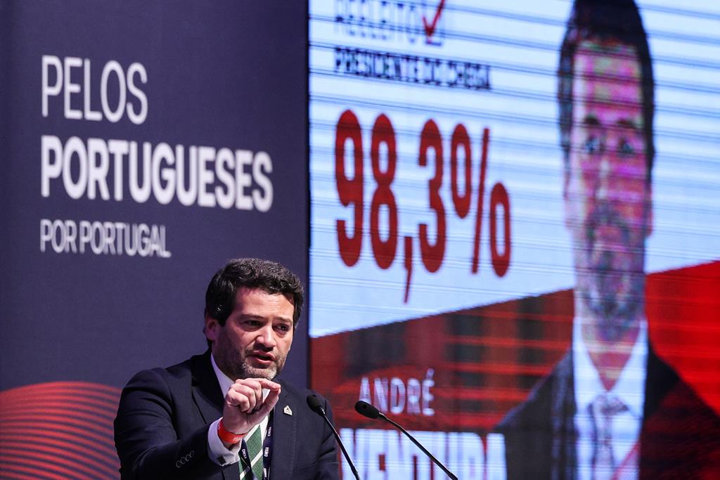 André Ventura na V Convenção Nacional do Chega. Foto: Tiago Petinga/Lusa