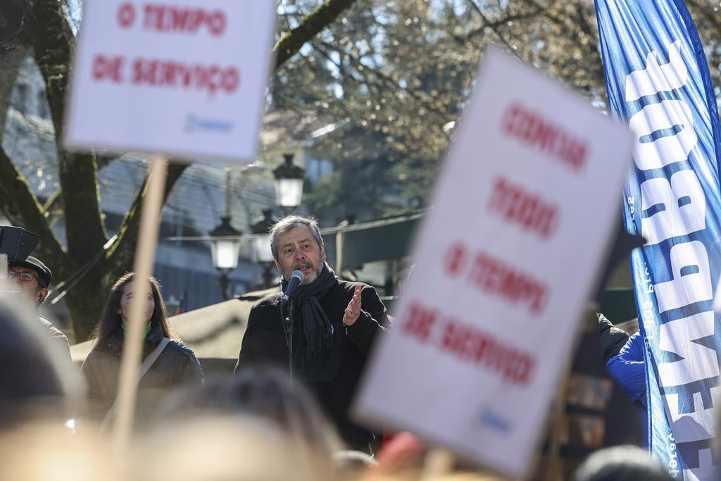 Mário Nogueira na greve de professores em Viseu. Foto: Paulo Novais/Lusa