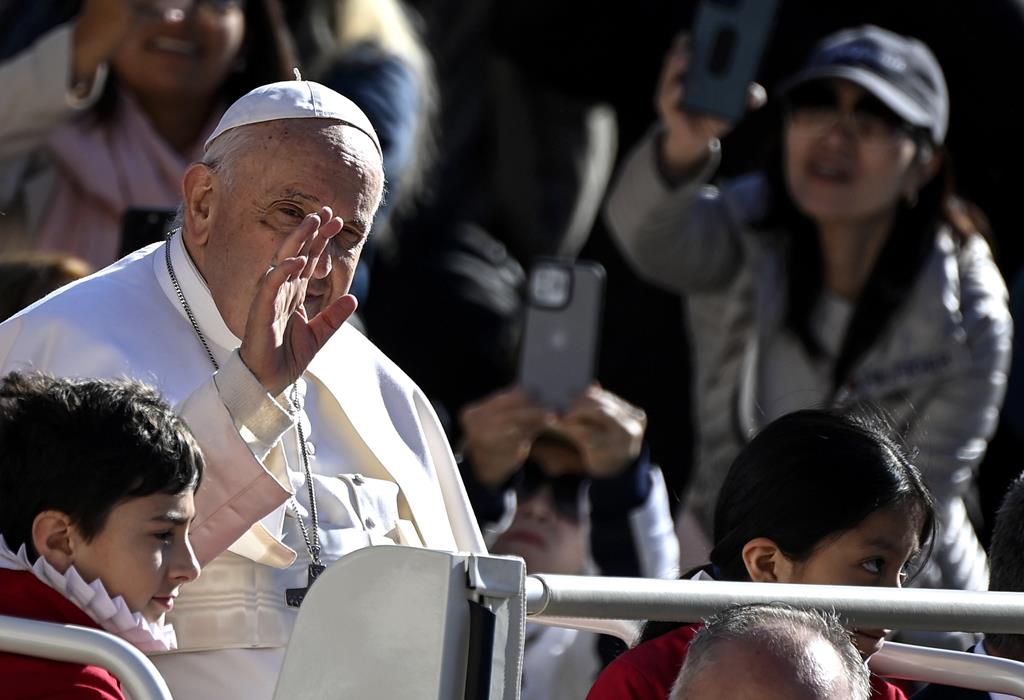 Papa Francisco na audiência pública semanal, na Praça de São Pedro, no Vaticano. Foto: Riccardo Antimiani/EPA