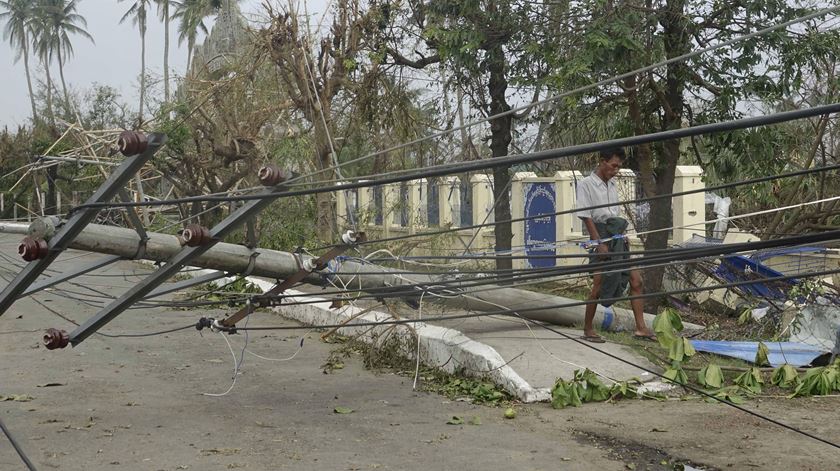 Ciclone Mocha em Myanmar. Foto: Nyunt Win/EPA