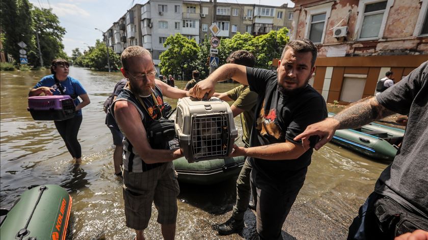 Pessoas e animais tiveram de ser evacuadas Foto: Mykola Tymchenko/EPA