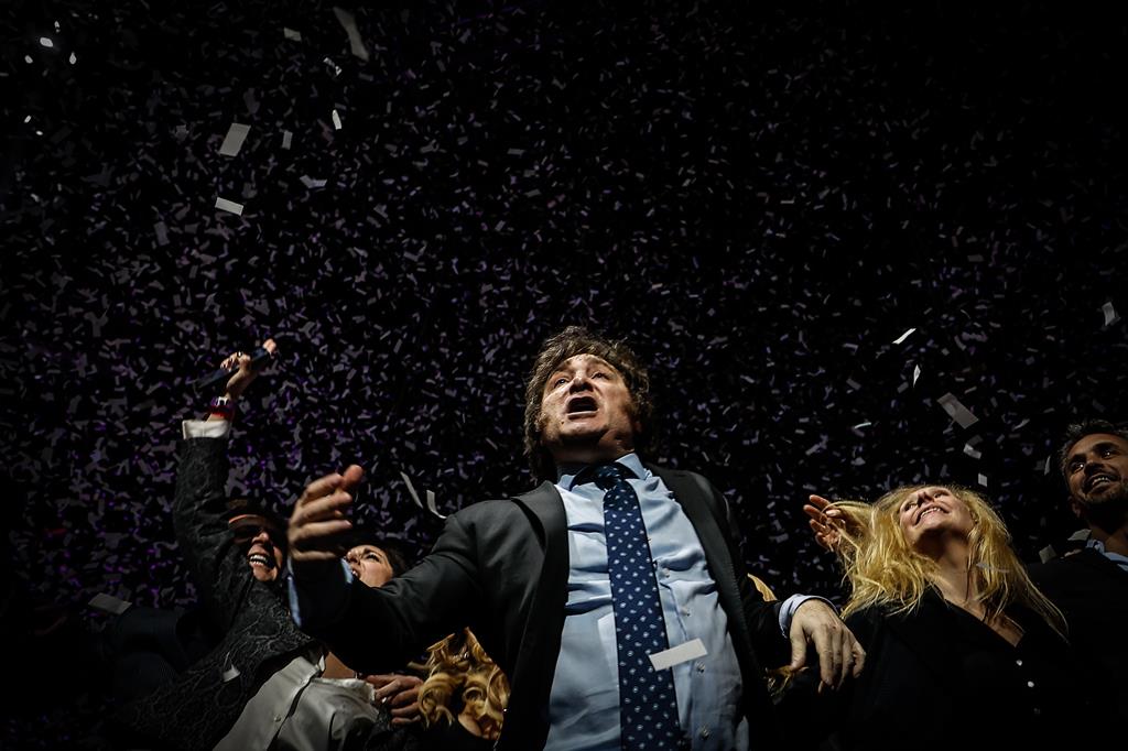 Javier Milei - vencedor na segunda volta das presidenciais da Argentina. Foto: Juan Ignacio Roncoroni/EPA