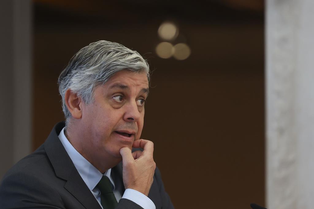 O governador do Banco de Portugal, Mário Centeno, apresenta o Boletim Económico de outubro. Foto: André Kosters/Lusa