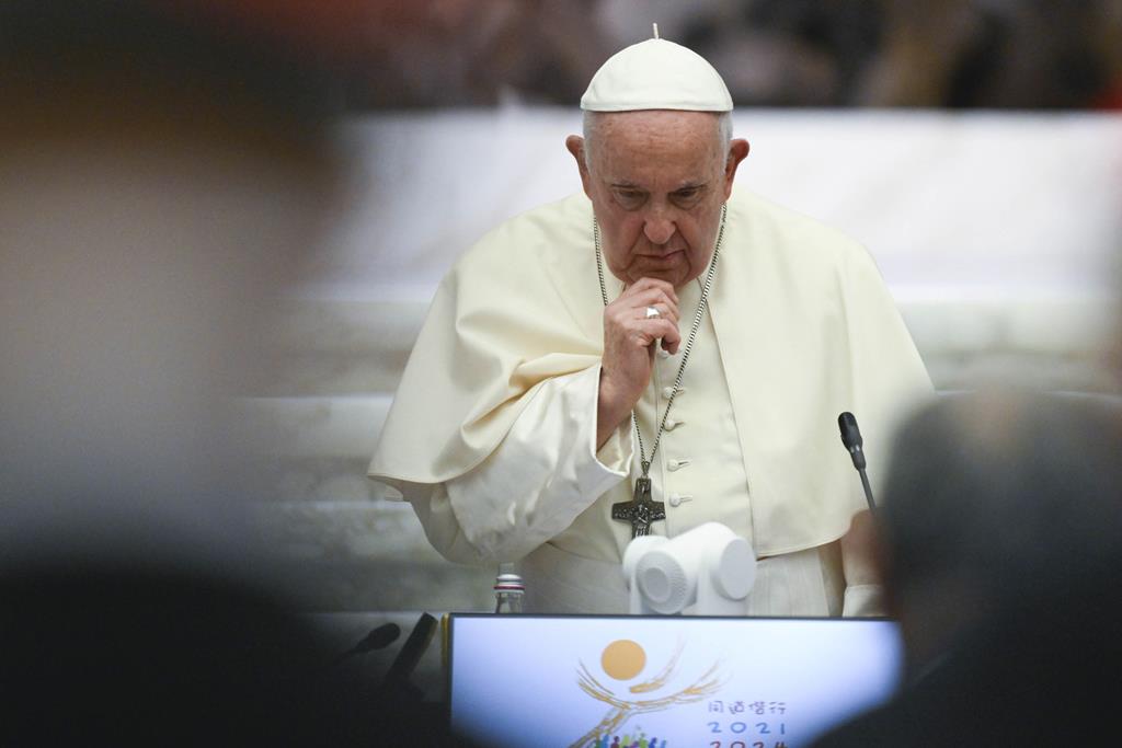 Papa Francisco no Sínodo dos Bispos 2023 Foto: Vatican Media/EPA