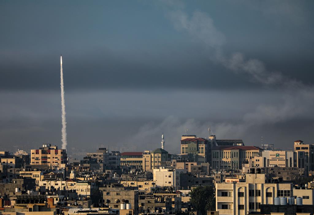 Hamas ataca Israel com rockets a partir da Faixa de Gaza - outubro 2023 Foto: Mohammed Saber/EPA