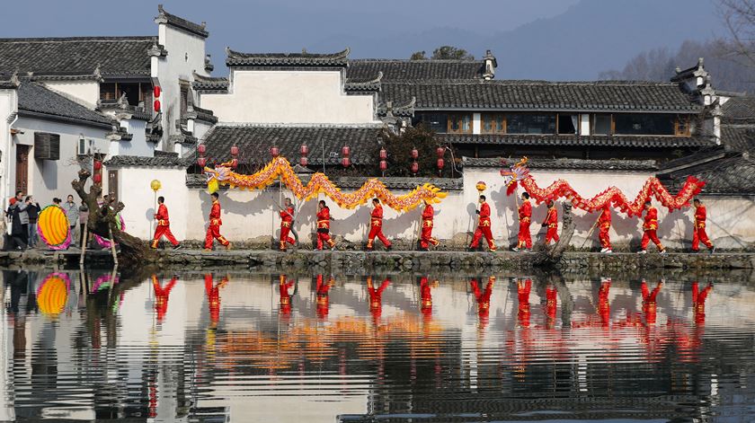 Festival em Anhui celebra chegada do novo ano. Foto: Xinhua/Shi Yalei/EPA