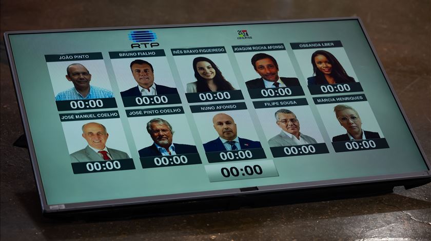 Dez candidatos no debate entre partidos sem assento parlamentar. Foto: José Sena Goulão/Lusa