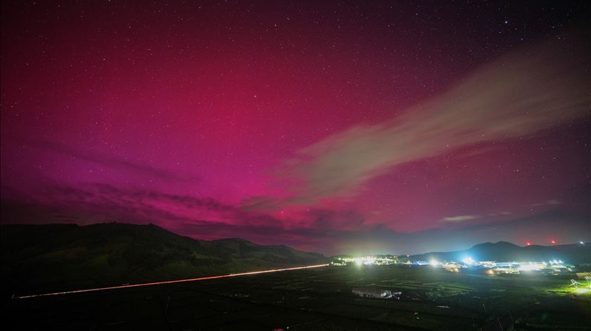 Aurora boreal na ilha Terceira. Foto: António Araújo/Lusa