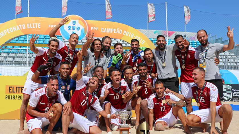 Sp. Braga, tricampeão futebol praia. Foto: FB SCB