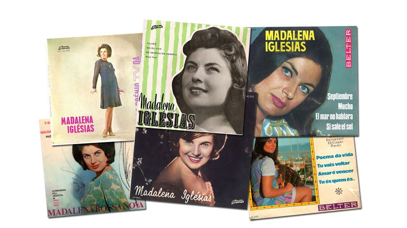 Alguns dos discos de Madalena Iglésias. Foto-montagem: RR