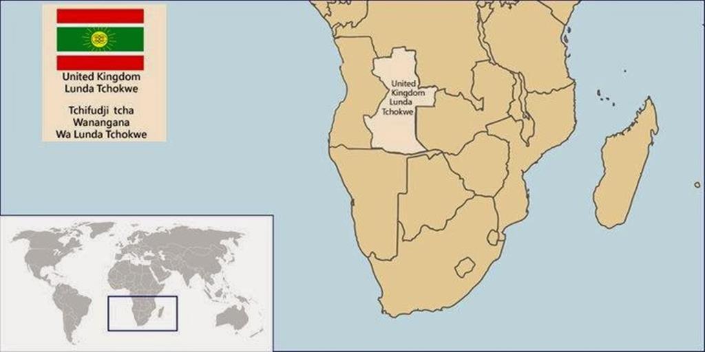 Mapa do protetorado Lunda Tchokwe, em Angola, que reivindica autonomia. Foto: DR
