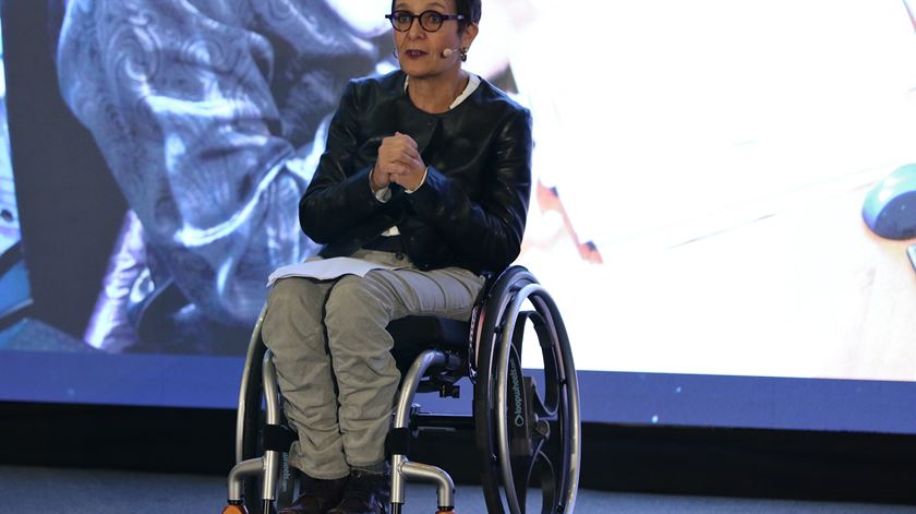 Amina Sansoui,  activista do direito dos deficientes. Foto: Arlindo Homem/Acege