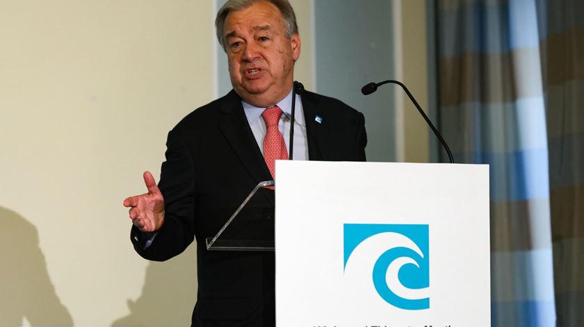 Secretário-geral da ONU, António Guterres, a discursar na 49ª Reunião da Tidewater, em Lisboa. Foto: Miguel A. Lopes/ Lusa